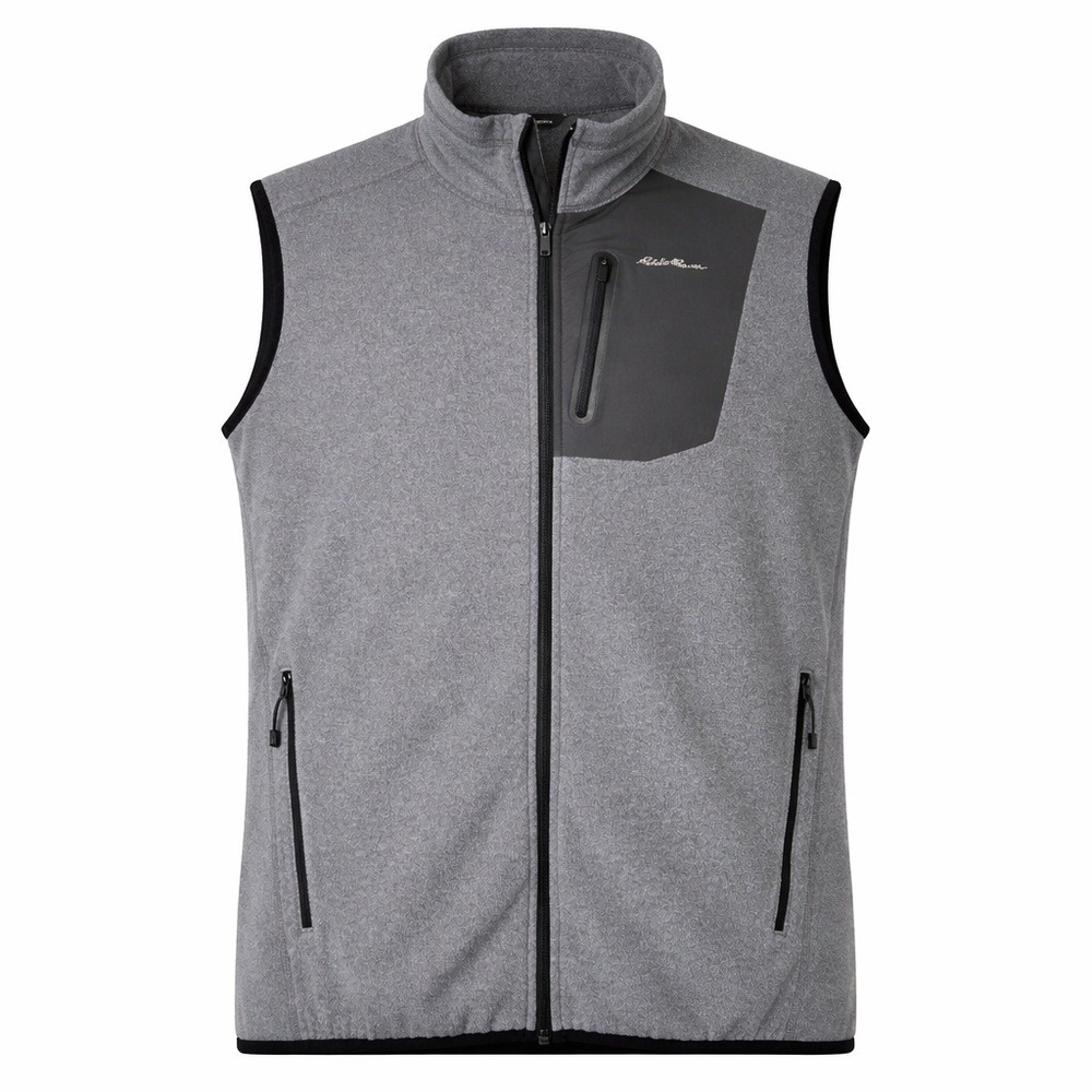 Eddie Bauer Mens Full Zip Fleece Vest Gray Size L Tall Gorpcore Outdoors Utility - Picture 1 of 9